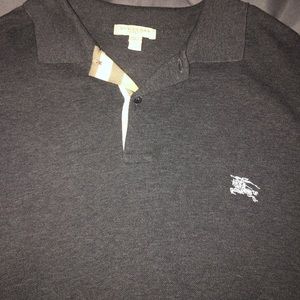 Burberry Cotton Polo Shirt in charcoal grey